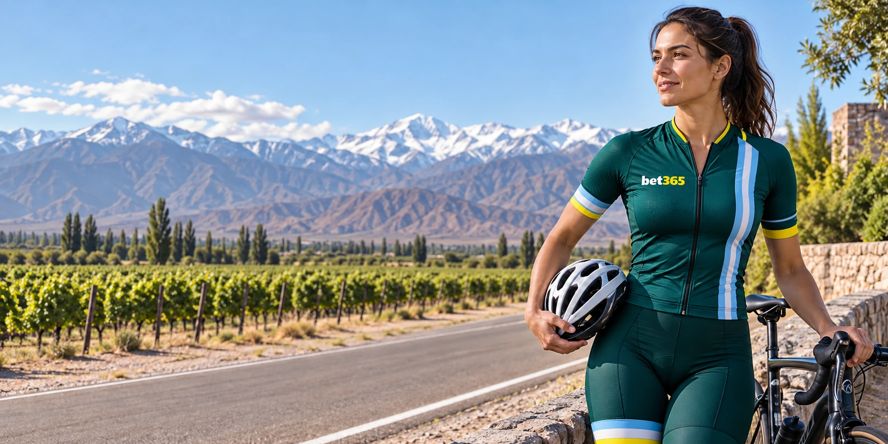 Ciclista con indumentaria de bet365