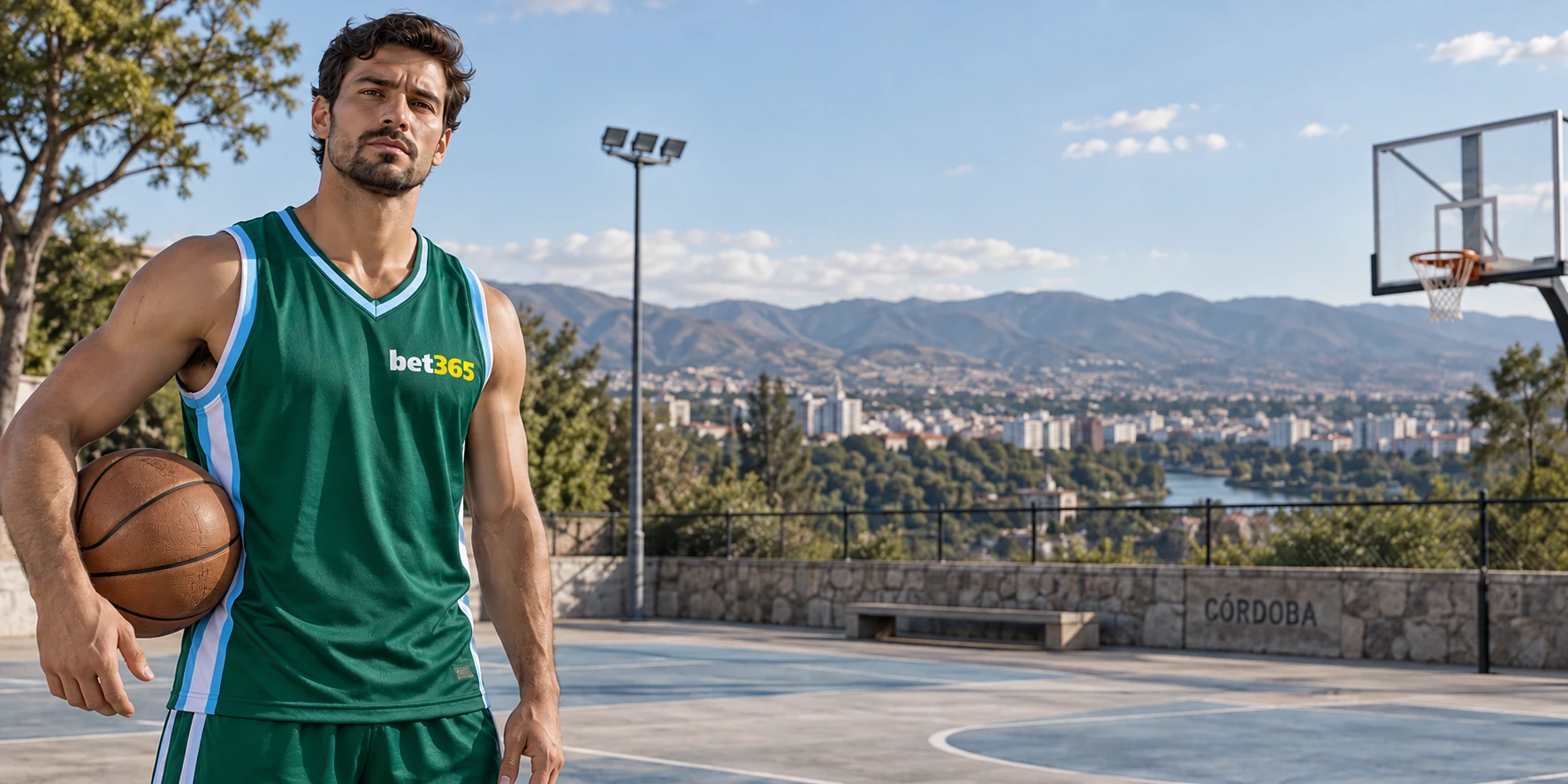 Básquetbol: deportista con indumentaria de bet365
