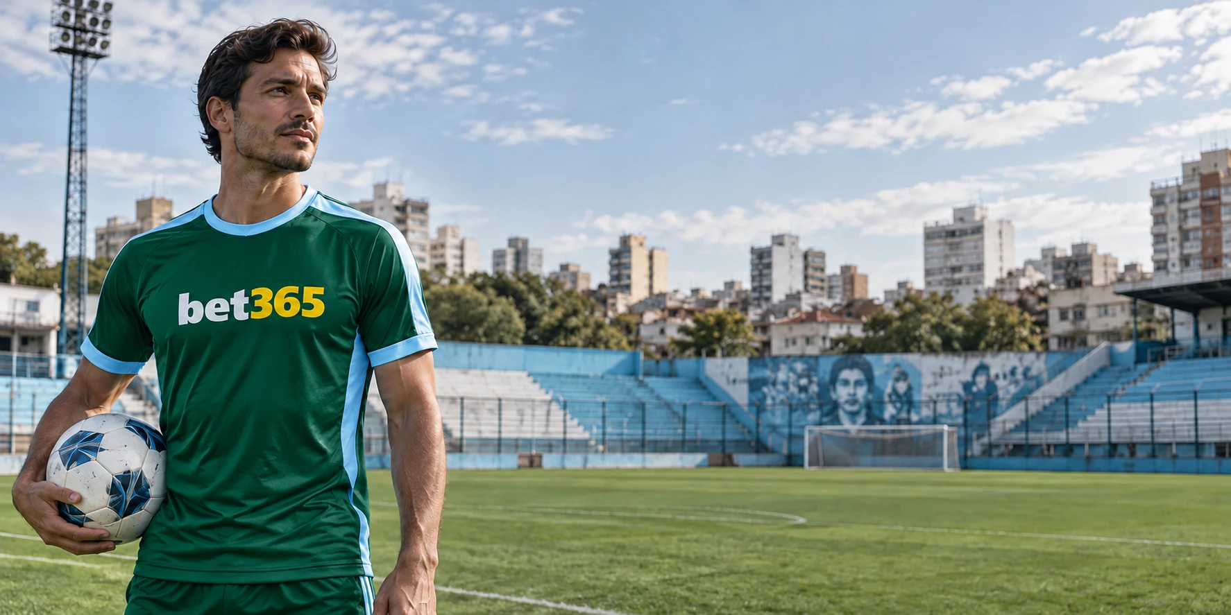 Fútbol: deportista con indumentaria de bet365