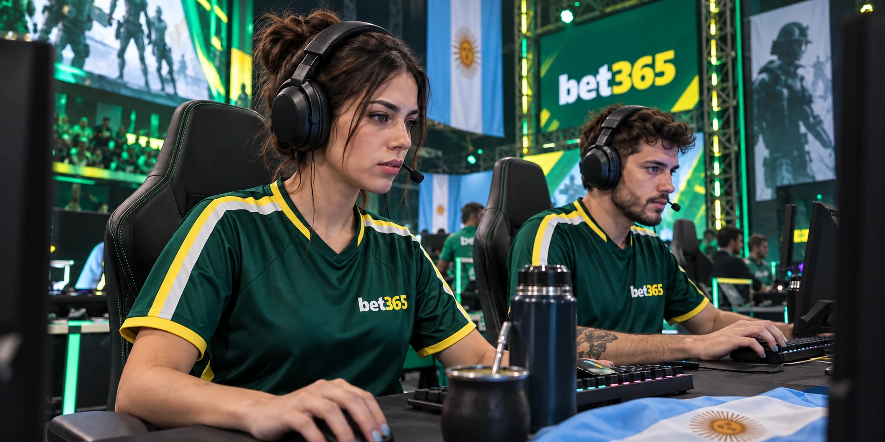 Jugadores de esports con indumentaria de bet365
